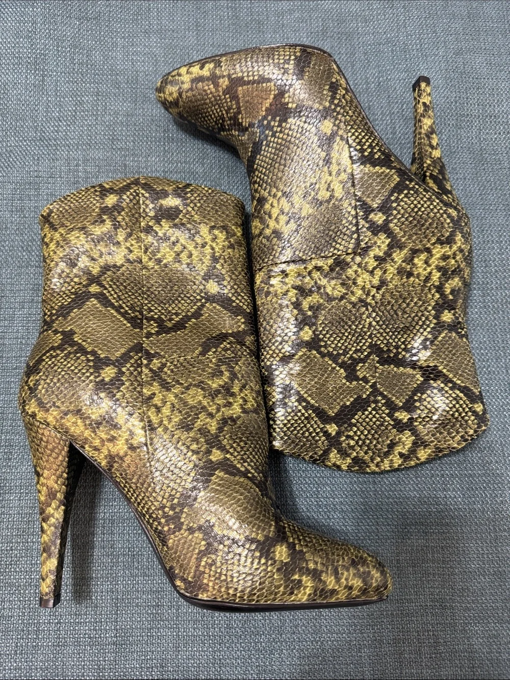 LPA Booties Snake-Print Women's Size 6 Green High-Heel Ankle Boots *like New*